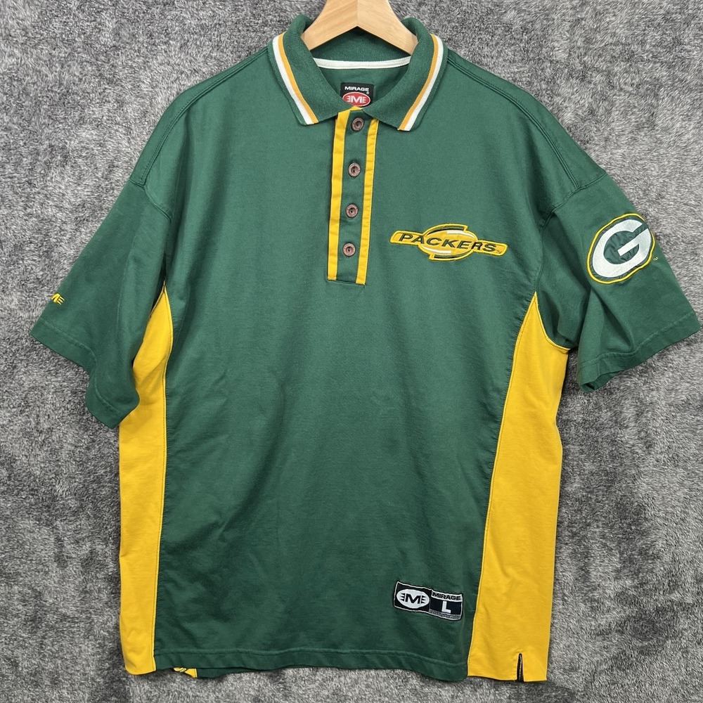 Green Bay Packers Vintage Y2K Polo Shirt Men's Large Mirage NFL Preppy